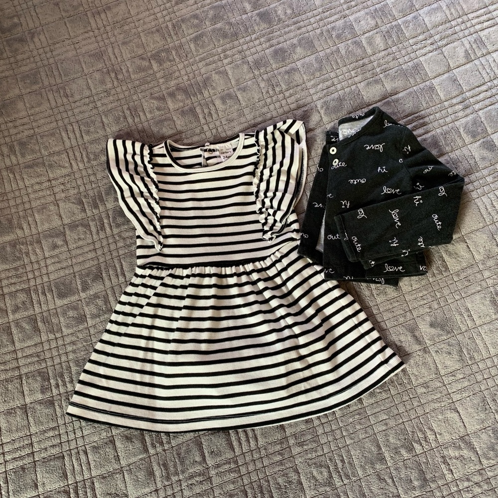 Carter’s- Baby Girl Bodysuit Dress w/ Cardigan 🖤